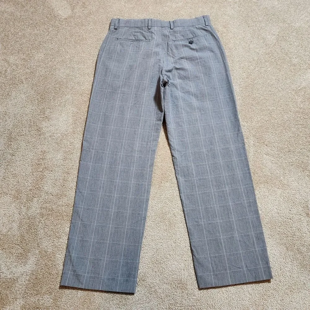 Banana Republic Dress Pants Men 32X30(29) Gray Plaid Straight Leg
